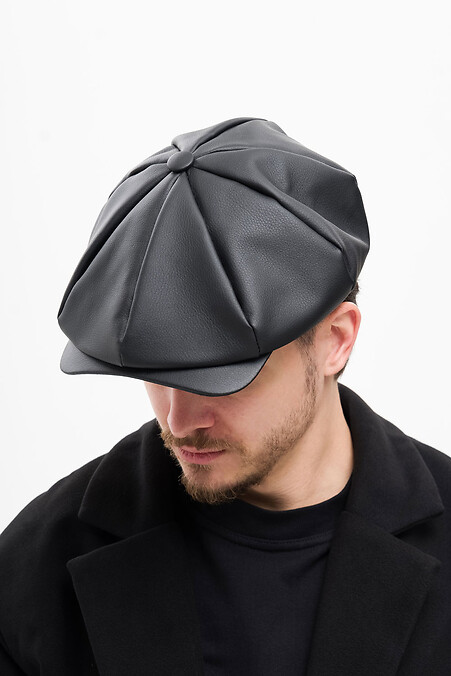 Men's Leather Shelby Black Hooligan Cap - #8056033