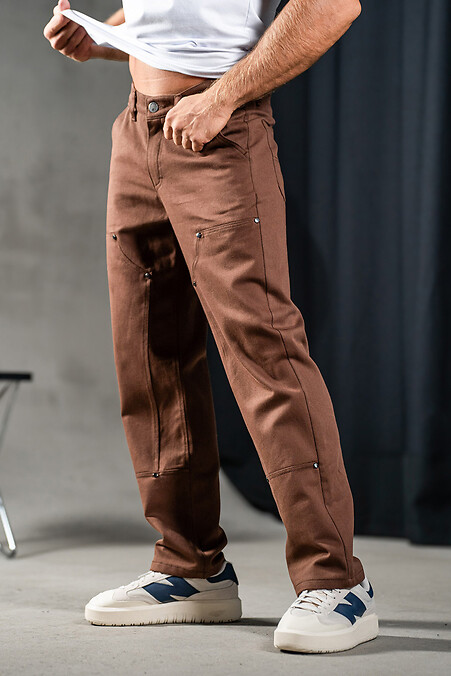 Gerade geschnittene Herrenhose aus Baumwolle Jeans Casual Brown - #8034036