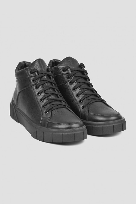 Winter men's high sneakers made of genuine leather Flotar. sneakers. Color: black. #4206037