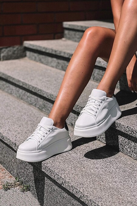 Women's leather sneakers. sneakers. Color: white. #3200046