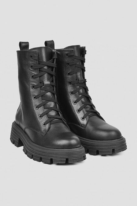 Damskie zimowe wysokie buty zimowe w czarnym kolorze - #4206046