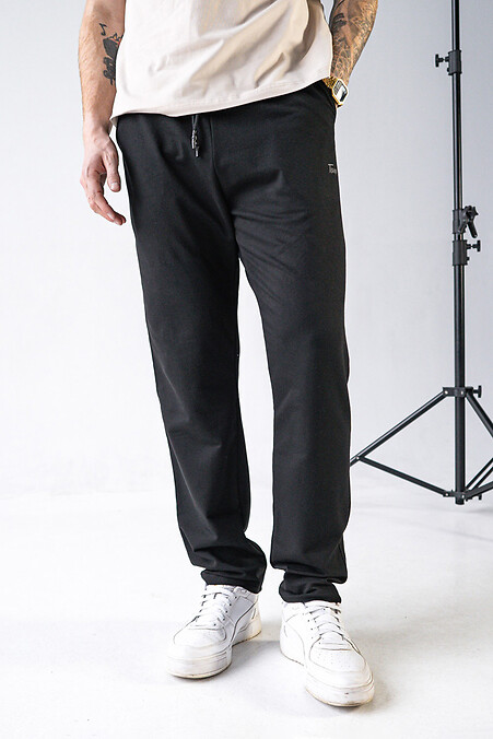 Men's sports pants Simple Straight 2 Black - #8034047