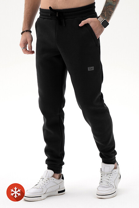 Men's warm sports pants Wide 3 Black - #8034052