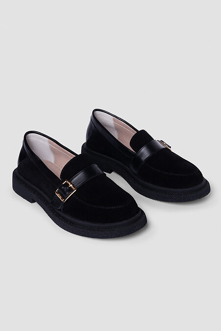 Stylische Wildlederschuhe mit Schnalle in Schwarz - #4206061