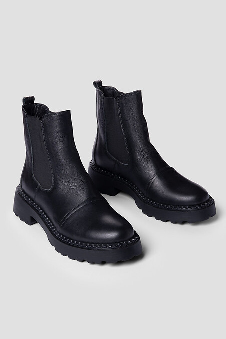 Damen-Chelsea-Stiefel aus Leder in Schwarz - #4206062