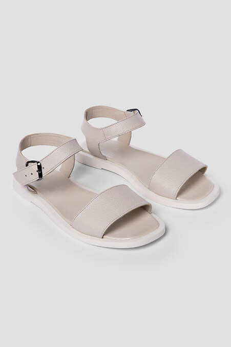 Women's beige leather sandals. Sandals. Color: beige. #4206069