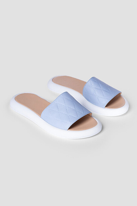 Women's blue leather flip-flops. Flip flops. Color: blue. #4206071