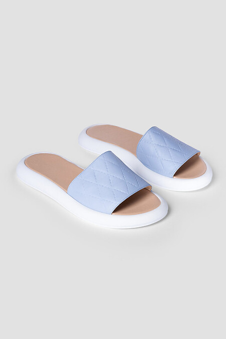 Damen-Flip-Flops aus blauem Leder. Flip-Flops. Farbe: blau. #4206071