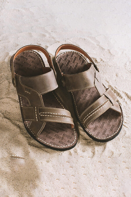 Letnie sandały męskie skórzane Bonis Original 25 brązowe - #8018078