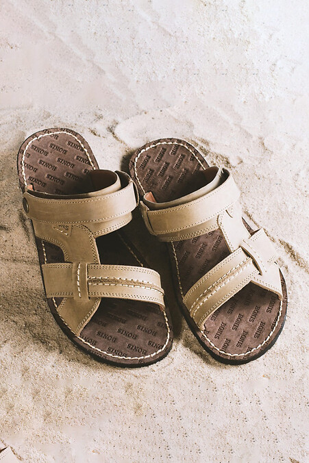 Men's summer leather sandals Bonis Original 25 olive.. Sandals. Color: green. #8018079