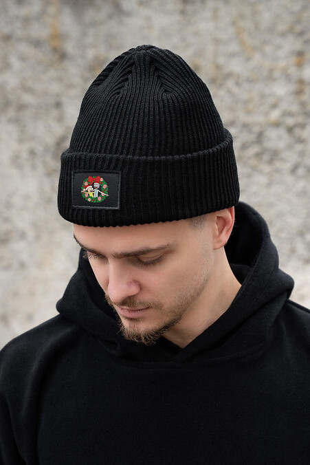 Мужская Теплая Удлиненная Трикотажная Шапка Бини Докер С Принтом Vinok Rick Dominic Black - #8056079