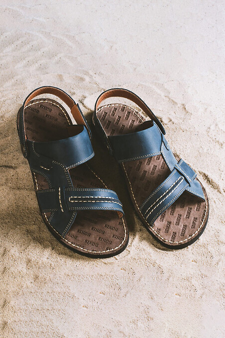 Męskie skórzane sandały letnie Bonis Original 25 niebieskie. Sandały. Kolor: niebieski. #8018080