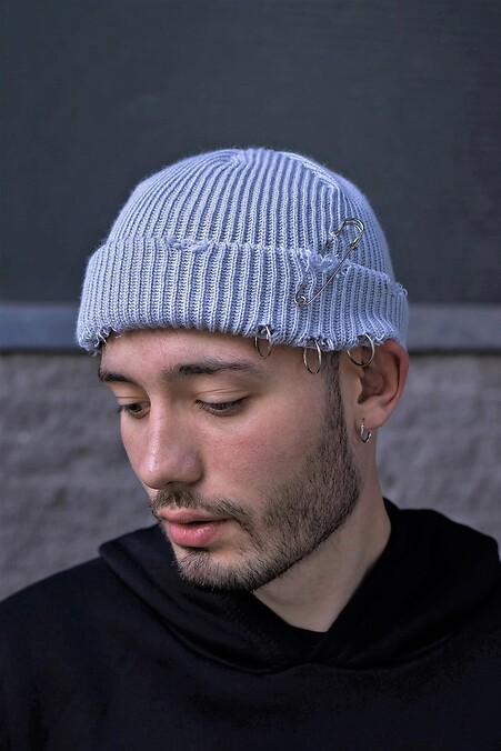 Ripped Beanie Hat Destroyed. Hats, berets. Color: gray. #8049082