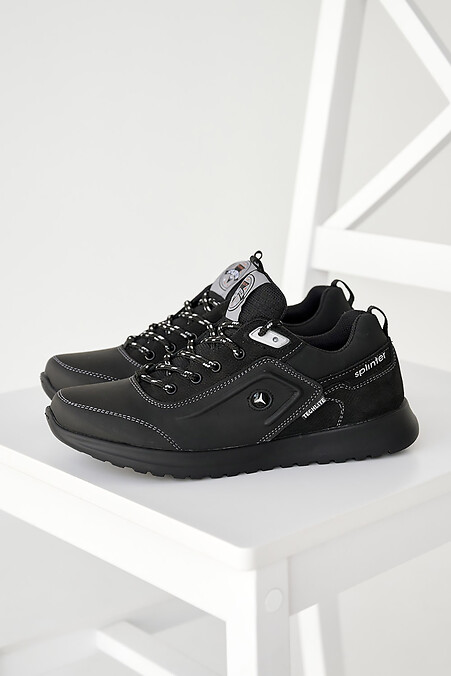 Teenage leather sneakers spring-autumn black. Sneakers. Color: black. #2505083