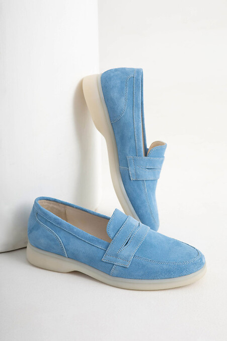 Женские синие замшевые туфли. - #4206083