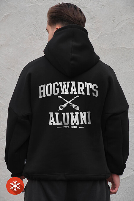 Чоловіче Оверсайз Худі Толстовка На Флісі З Капюшоном Та Принтом Without Alumni Black. Світшоти, толстівки. Колір: чорний. #8056083