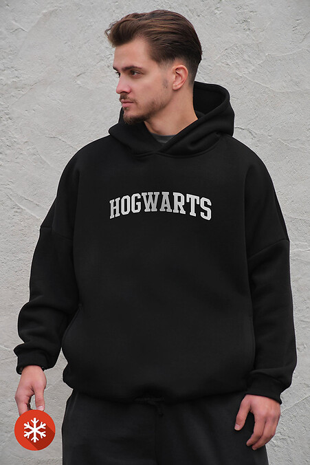 Чоловіче Оверсайз Худі Толстовка На Флісі З Капюшоном Та Принтом Without Hogwarts Black. Світшоти, толстівки. Колір: чорний. #8056093