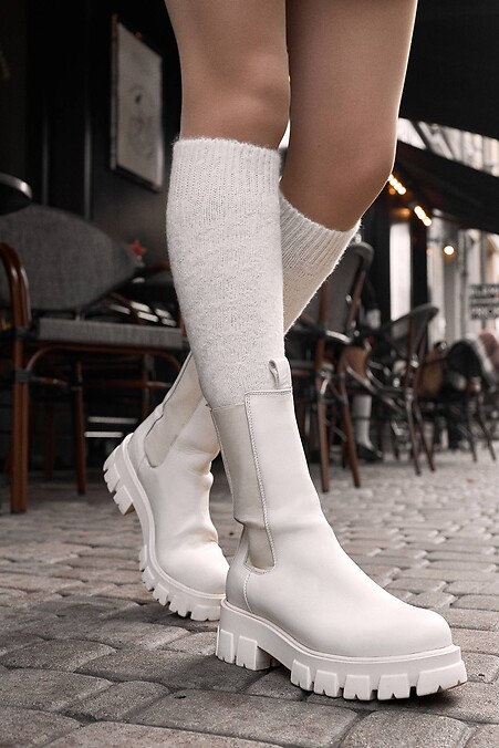 Merimill wool knee socks. Golfs, socks. Color: white. #2040095