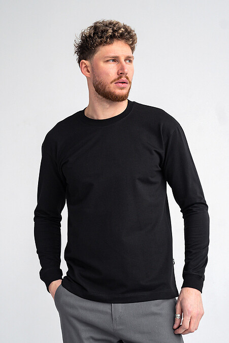 Herren-T-Shirt mit langen Ärmeln, langärmelig, Schwarz - #8034096