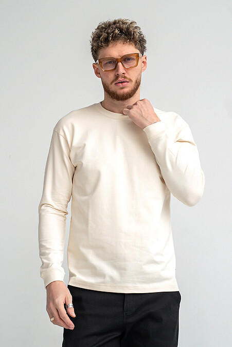 Herren-T-Shirt mit langen Ärmeln. Langarm Teamv Sand - #8034097