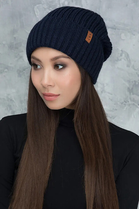Knitted women's hat Sheila blue on fleece. Hats, berets. Color: blue. #4051098