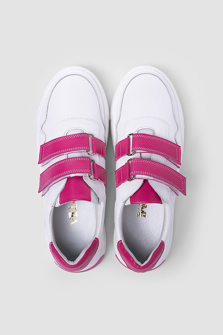 White velcro sneakers with bright inserts - #4206098