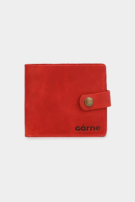 Women's leather wallet with a button - #3300103