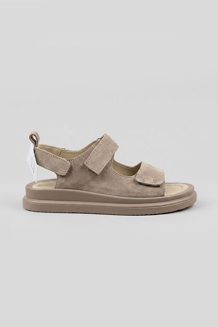 Graue stilvolle Sandalen mit Klettverschluss — echtes Wildleder - #4207105