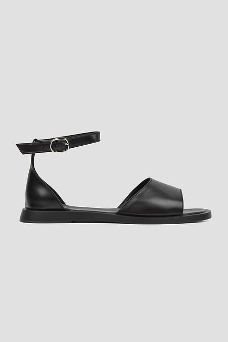 Women's black leather sandals - #4206109