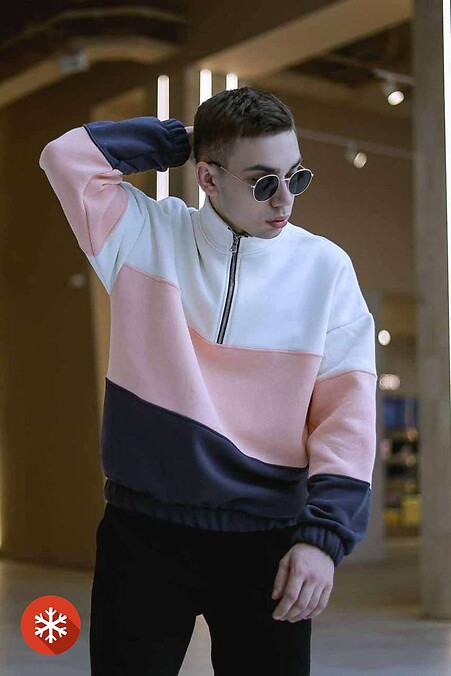 Dreifach pfirsichfarbenes gepolstertes Sweatshirt für Herren. Sweatshirts, Sweatshirts. Farbe: grau. #8031110