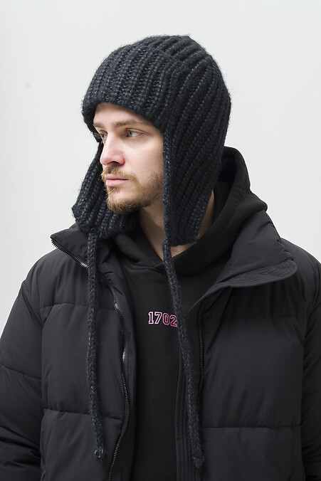 Men's Knitted Hat with Earflaps Weasley Black - #8056111