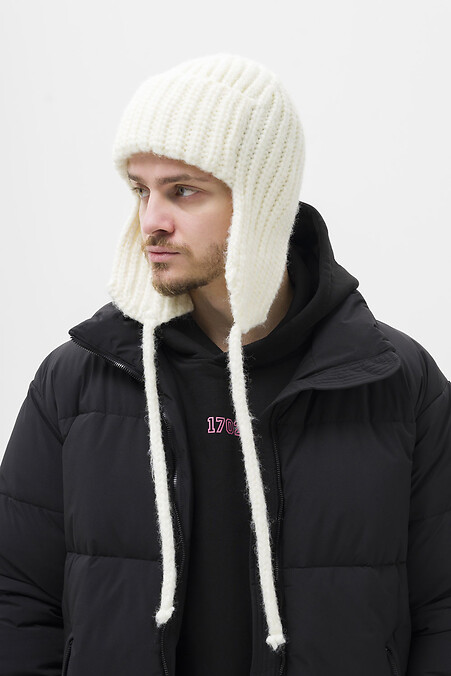 Men's Knitted Hat with Earflaps Weasley White - #8056113