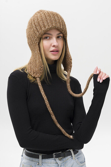 Weasley Brown Women's Knitted Hat with Earflaps. Hats, berets. Color: brown. #8056116