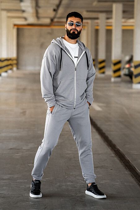 Men's tracksuit with a zipper Over ZIP Gray - #8034120