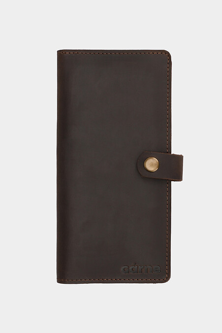 Skórzany duży portfel damski zapinany na guzik - #3300121