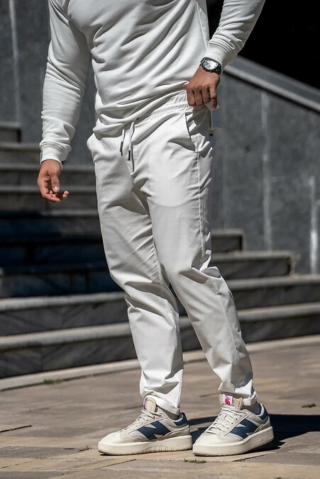 Зауженные мужские брюки Чинос Casual-Sport Белые - #8034121