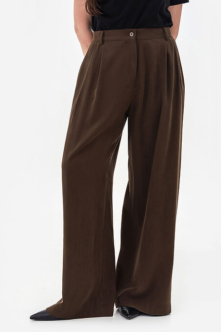 Weit geschnittene Hose, braun - #3044122