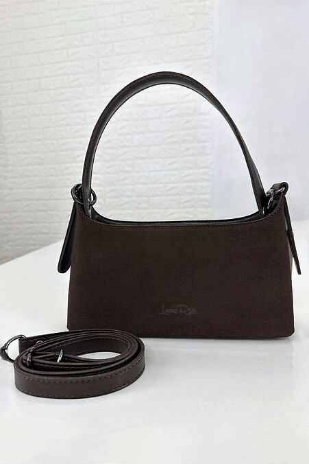 Schokoladenfarbene Wildleder-Damenhandtasche - #4008122