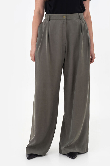 Weit geschnittene Hose, oliv - #3044123