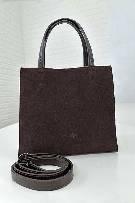 Schokoladenfarbene Wildleder-Damenhandtasche - #4008123