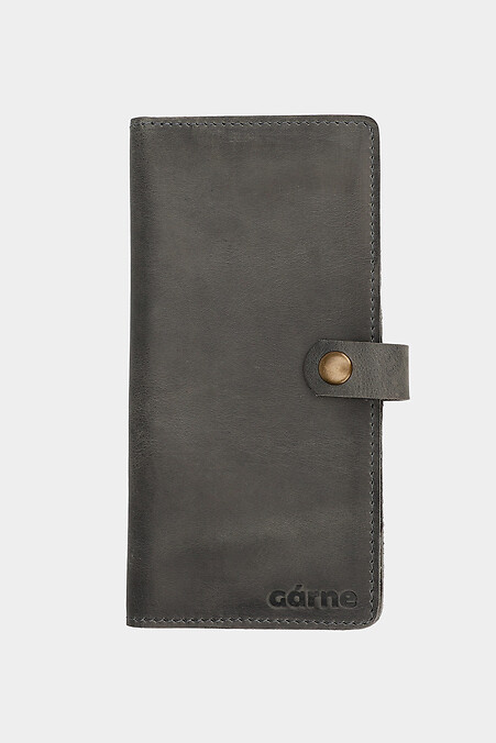 Leather large women's wallet with a button - #3300124