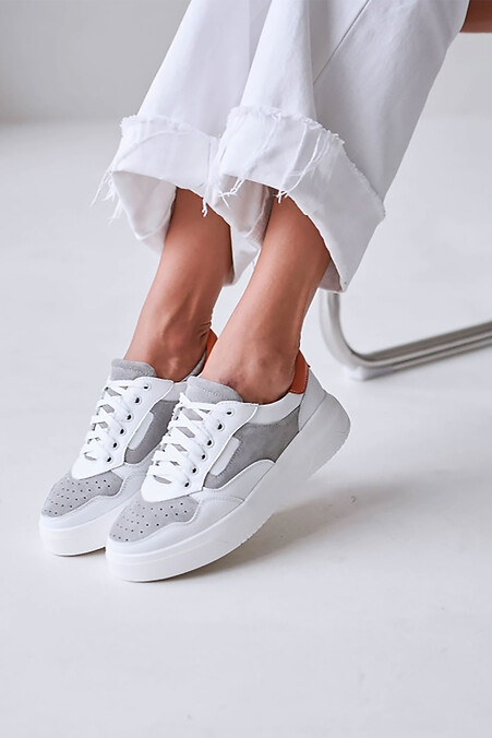 Light leather sneakers. sneakers. Color: gray. #4206129