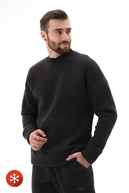 Warmes Herren-Sweatshirt Flatlock 3 Schwarz - #8034129