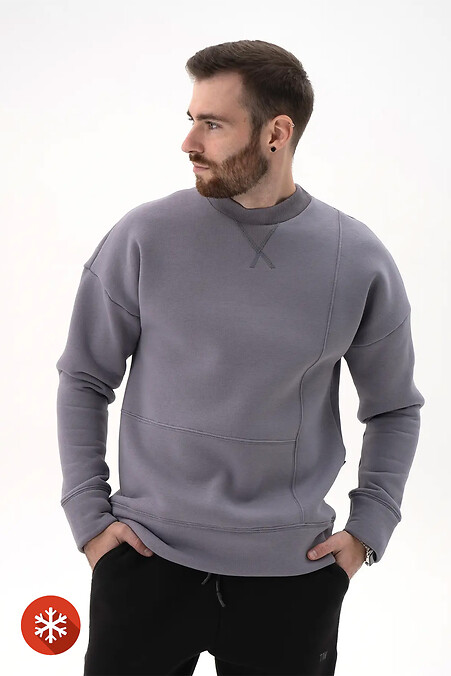 Warmes Herren-Sweatshirt Flatlock 3 Grau - #8034134