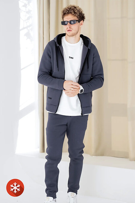 Warmer Herren-Trainingsanzug mit Reißverschluss Sport 3 Ash. Sportbekleidung. Farbe: grau. #8034138