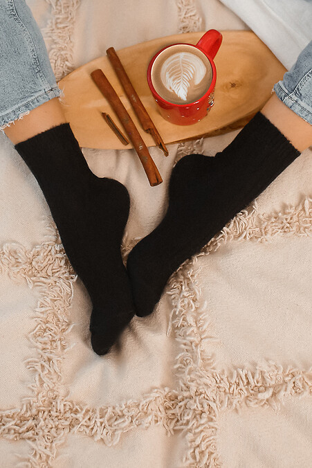 Черные носочки из шерсти мериноса. Гольфы, носки. Цвет: черный. #2040142