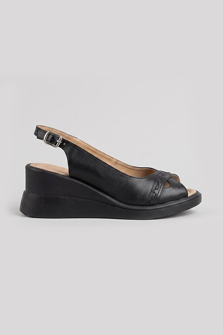 Leather wedge sandals — genuine leather - #4207143