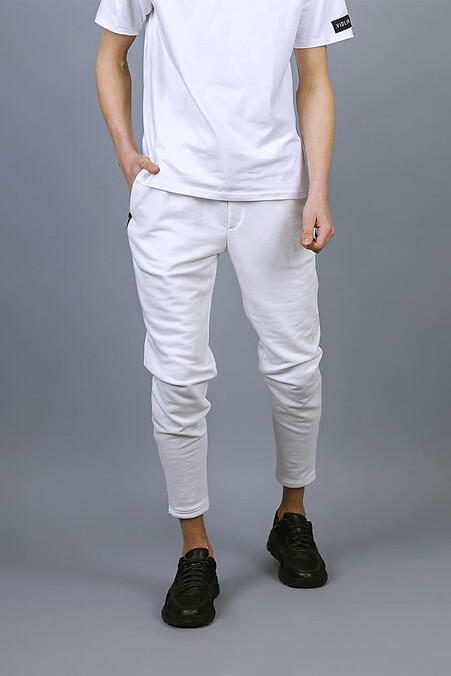 Spodnie męskie Slim - Wiosna. Spodnie. Kolor: biały. #8031147