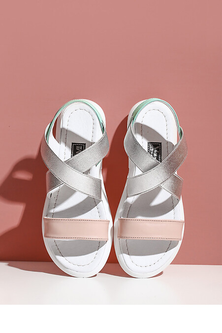 Colored leather sandals with rubber bands. Sandals. Color: multicolor. #4206150
