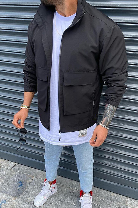 Herren Windjacke Pocket, Schwarz - #8031150